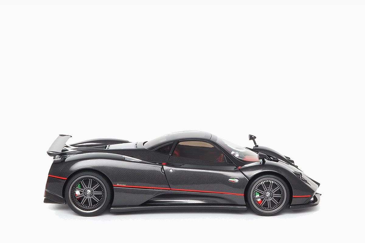 Pagani Zonda F Gloss Carbon Black with Red Stripe 1:18 by Almost Real